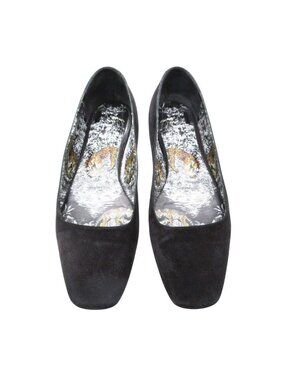 Hermes Pumps Suede Square Toe Shoes Robert Darre Equateur Flat Black